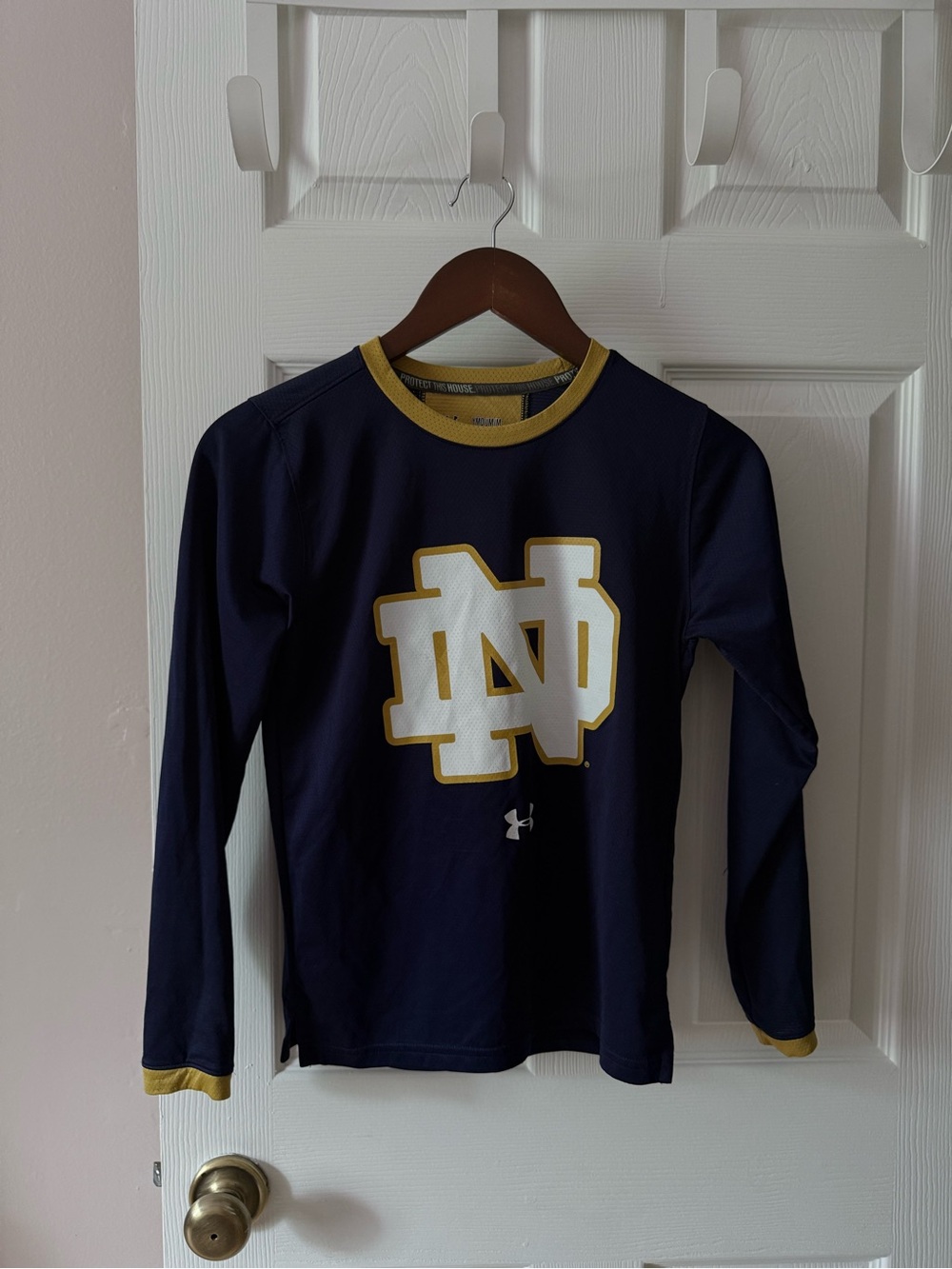 Under Armour Navy and Gold Notre Dame Long Sleeve Performance Tee